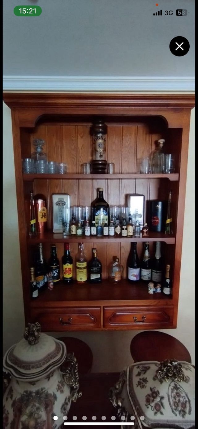 Barra bar madera maciza + 2 taburetes