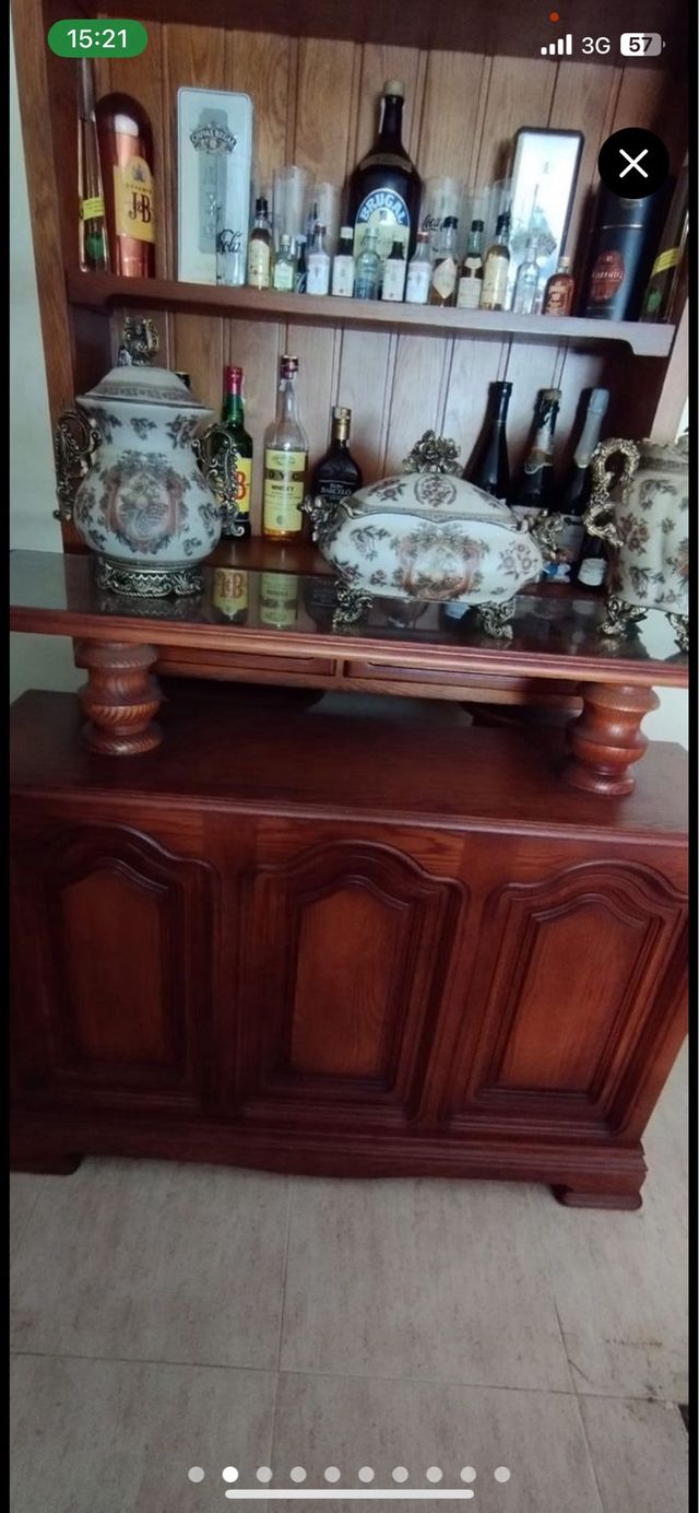 Barra bar madera maciza + 2 taburetes