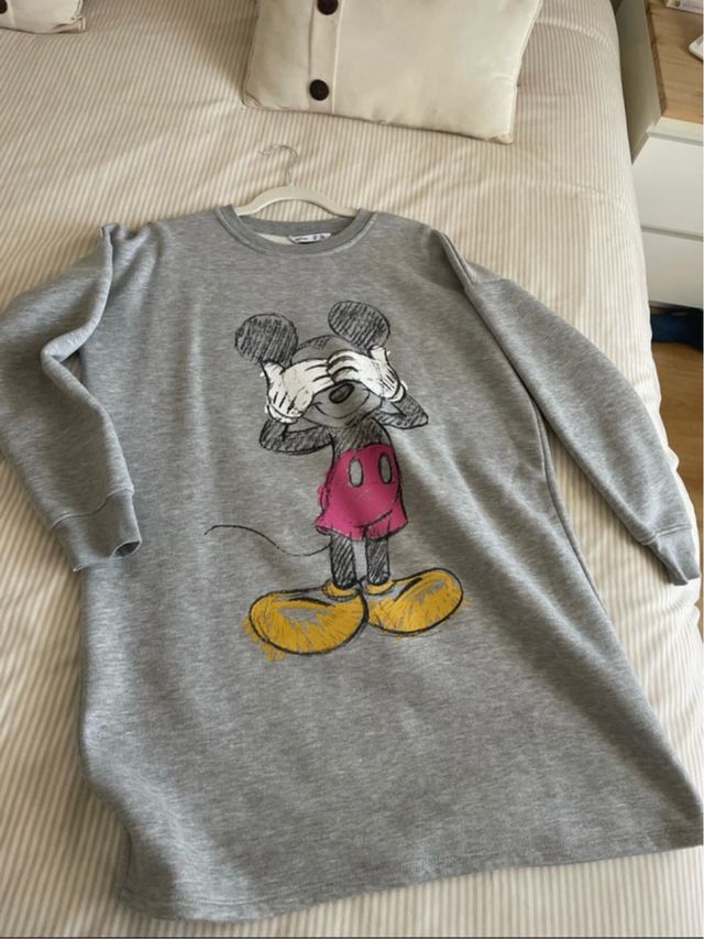 Vestido sudadera Mickey Mouse gris