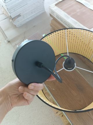 Lámpara techo mimbre negra