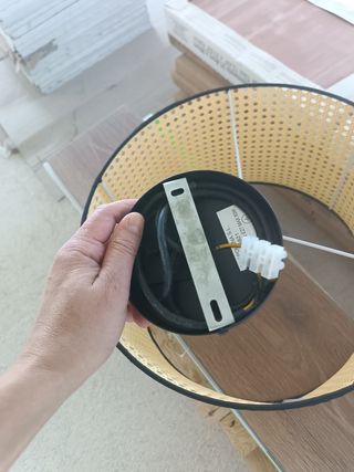Lámpara techo mimbre negra
