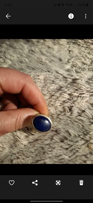 ANILLO PLATA,PIEDRA LAPIZLAZULI ABIERTO.PLATA 925