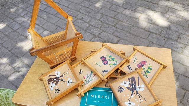 6 posavasos bambú pintados a mano