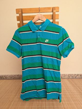 Polo Nike Sportswear rayas azul-verde. Talla S