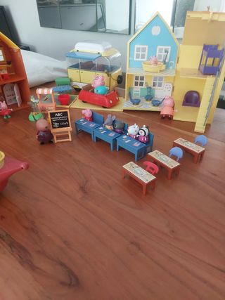 Peppa Pig, casa, caravana, cole, granja,  vehículo