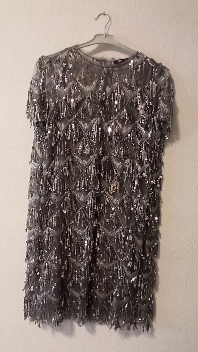 Vestido Zara plata fiesta