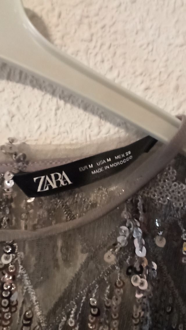 Vestido Zara plata fiesta