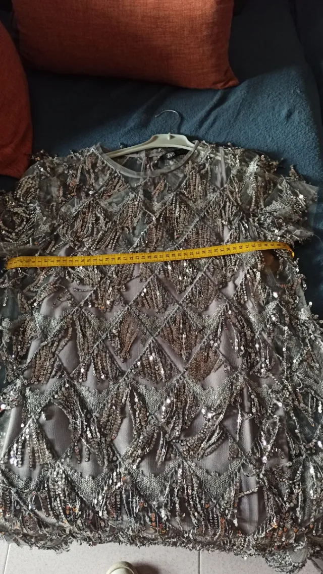 Vestido Zara plata fiesta