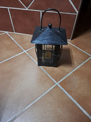Farol vela metal negro
