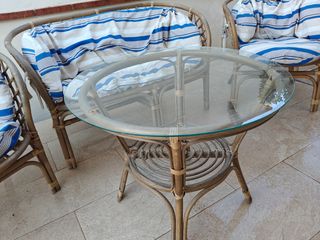 Conjunto jardín mimbre - 2 sillones+mesa