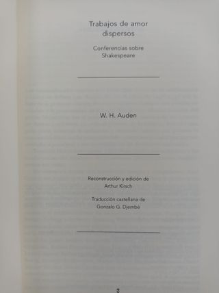 TRABAJOS AMOR DISPERSOS CONFERENCIAS SHAKESPEARE