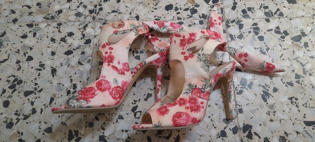 Sandalias tacón rosa-rojo