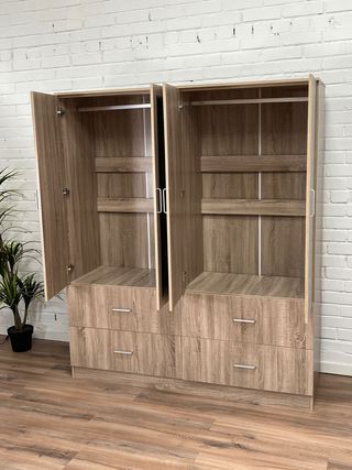 !Oferton Armario 4 Puertas + Espejos y 4 Cajones!