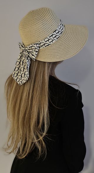 Sombrero de paja Visera grande Adulto Pamela Beige