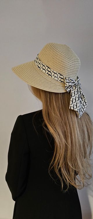 Sombrero de paja Visera grande Adulto Pamela Beige