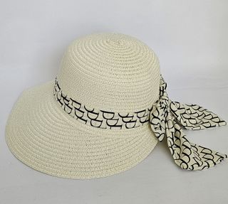 Sombrero de paja Visera de ala ancha Pamela Blanco
