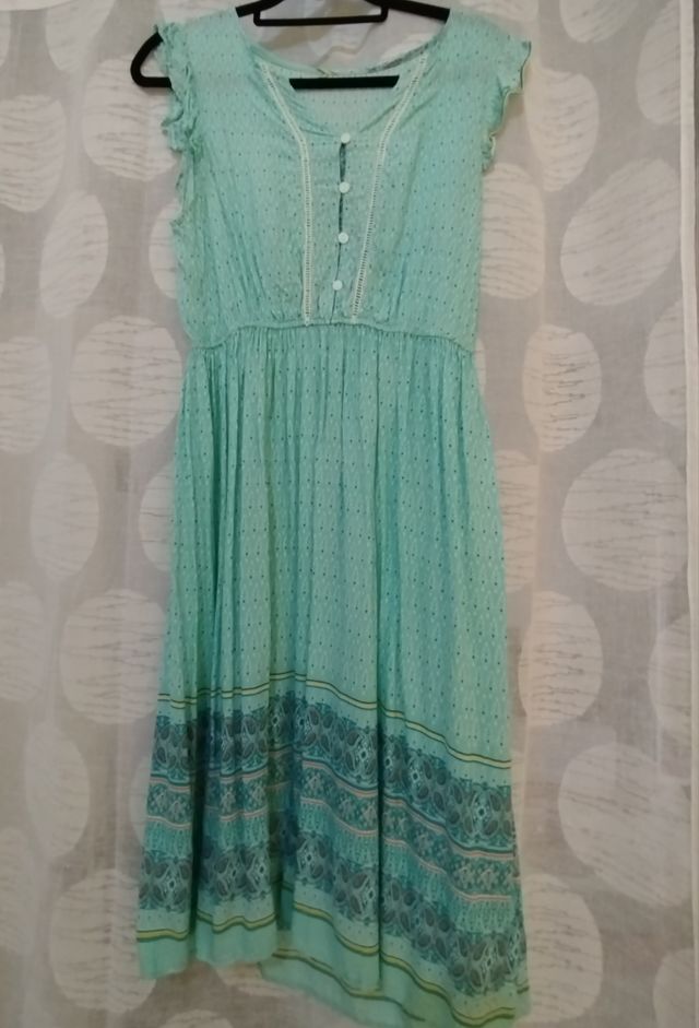 Vestido midi verde aguamarina
