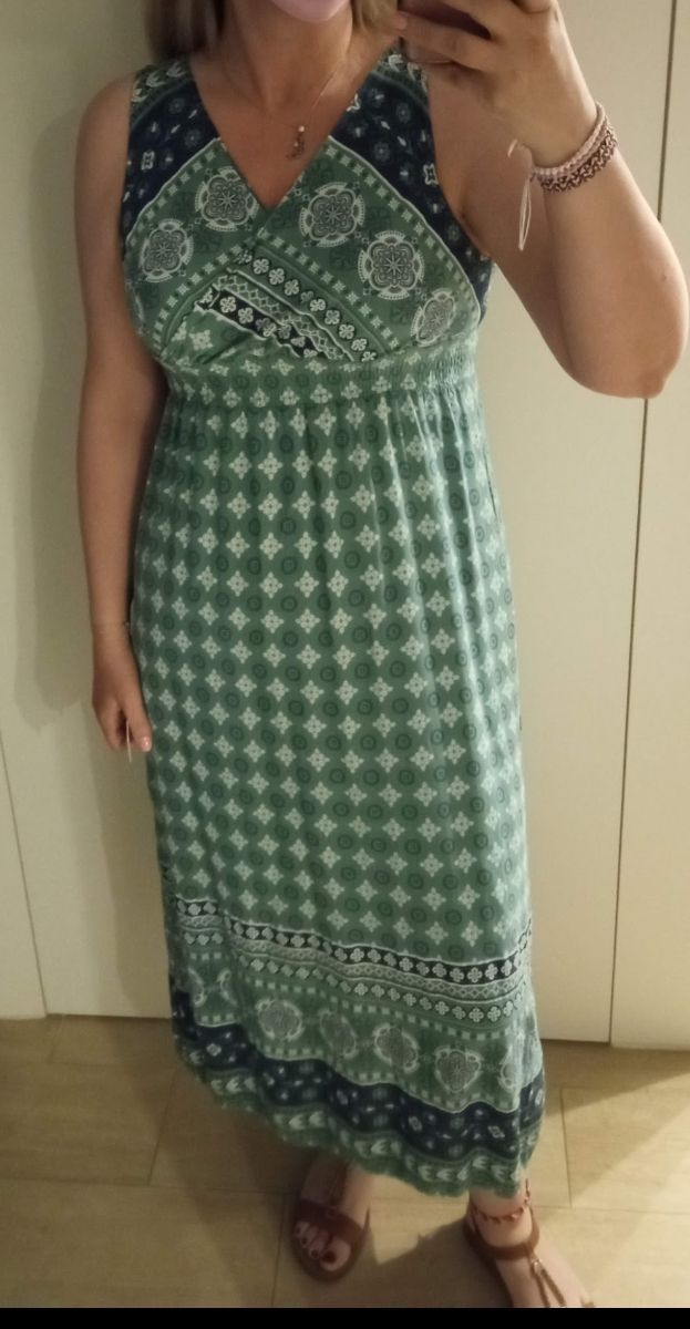 Vestido boho - Azul y Verde