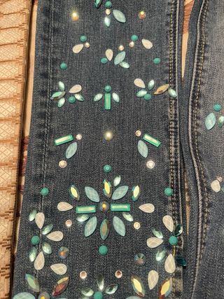 Conjunto Fracomina: top turquesa & vaqueros