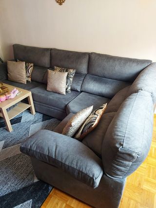 Sofá rinconera gris - tejido aquaclean