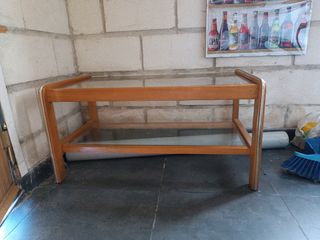 Mesa centro cristal madera