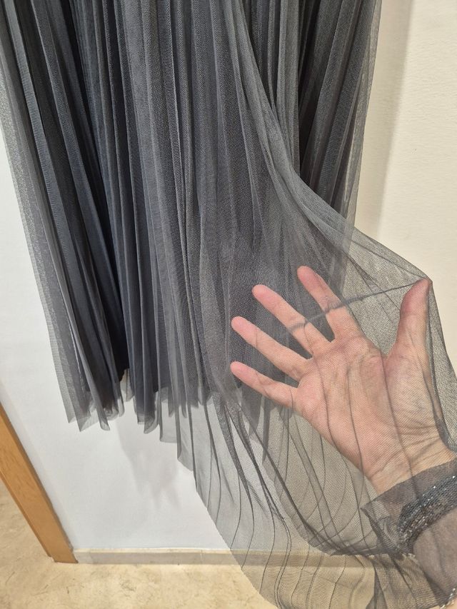 Falda plisada gris - Tul