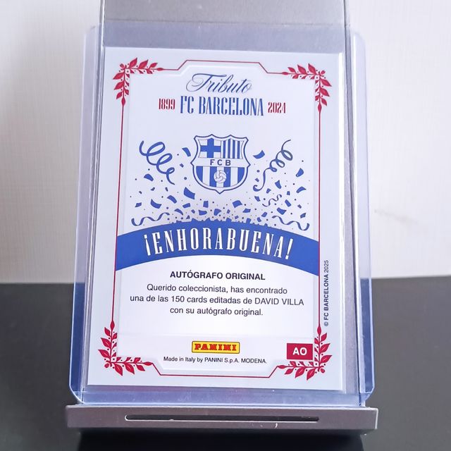 David Villa autógrafo Panini Tributo Barça 2024