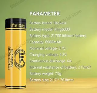 LIITOKALA 21700 6000mAh bateria de litio