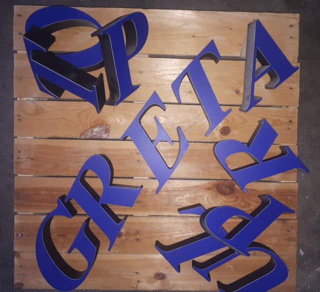 Insegna cartello Lettere in 3D blu per insegna