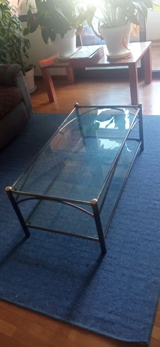 Mesa centro cristal-hierro antigua