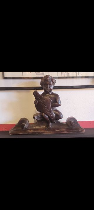  ANTICA Scultura lignea Putto '700