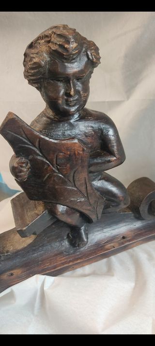  ANTICA Scultura lignea Putto '700