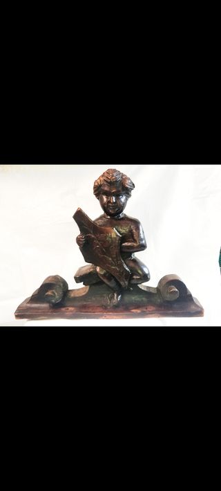  ANTICA Scultura lignea Putto '700