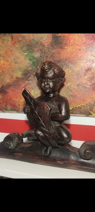  ANTICA Scultura lignea Putto '700