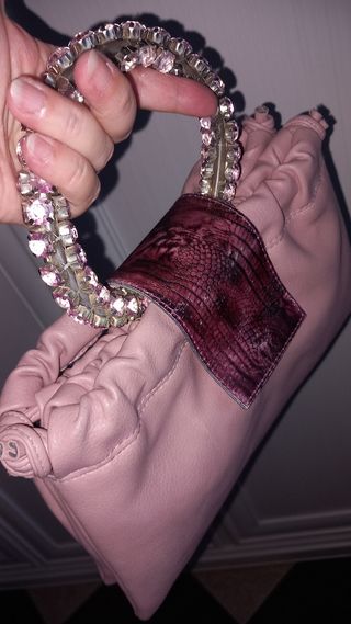 Borsa a mano rosa|borsetta cristalli
