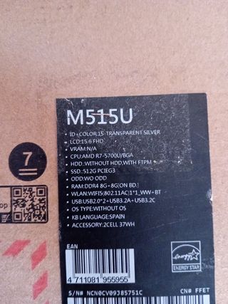 Portátil ASUS M515U 512GB Gris