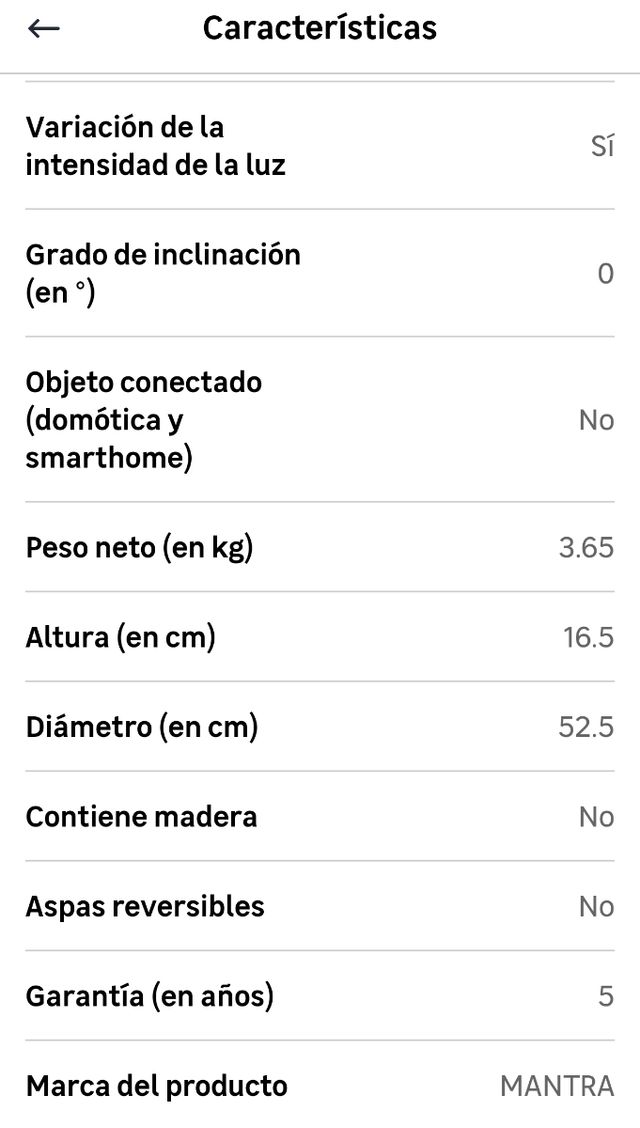 Mantra Alisio ventilador de teto branco com luz DC