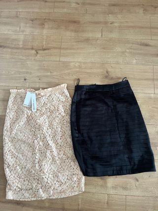 2 Faldas tubo: negra y rosa de encaje
