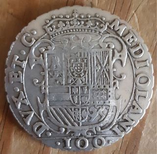 Moneda Plata Española 1604- 100 soldi filippo III