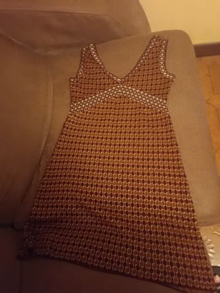 Vestido Zara marrón dorado - Talla S