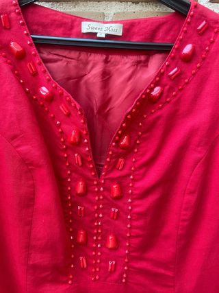 Vestido rojo lino talla S