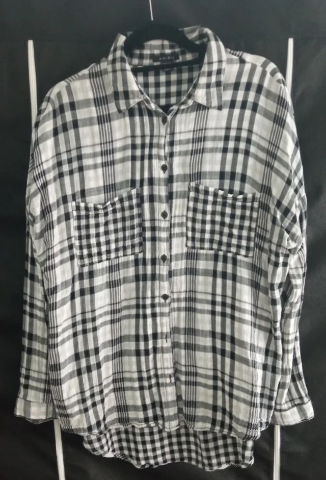 Camisa AMISU cuadros blanco-negro M/L
