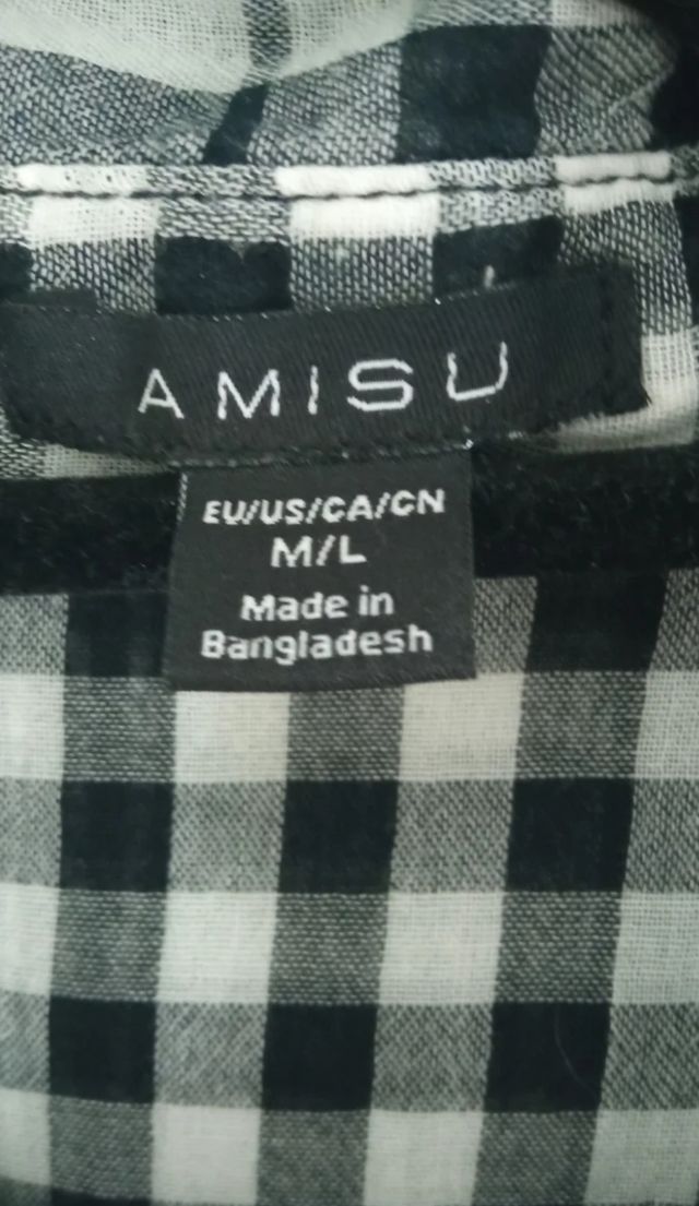 Camisa AMISU cuadros blanco-negro M/L