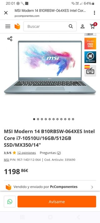 MSI Modern 14 i7-10510U 512GB