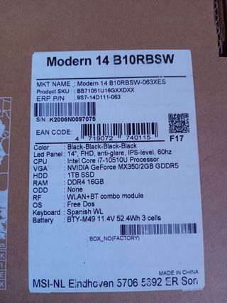 MSI Modern 14 i7-10510U 512GB