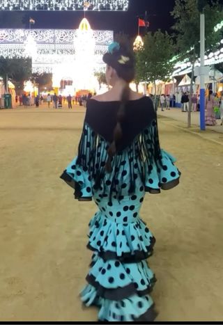 Traje Flamenca lunares - Azul y Negro