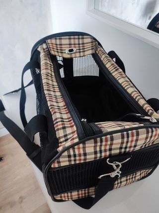 Bolso transportín perro beige