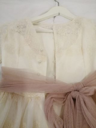 Traje "comunión" niña blanco-rosa