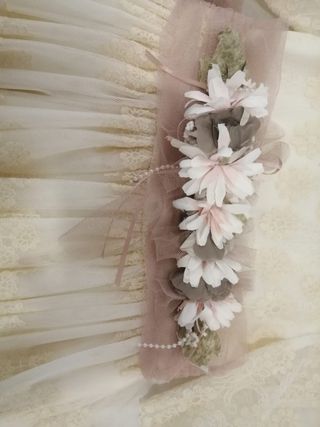 Traje "comunión" niña blanco-rosa