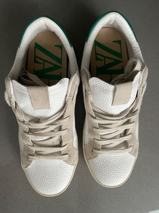 Zapatillas Zara blancas y beig